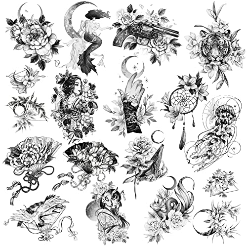 16 Sheets tattoo kit Large Temporary Tattoos for women and