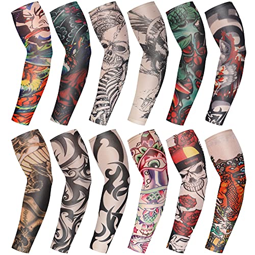 1665404096 12 Pieces Tattoo Sleeves Set Fake Sunscreen Arm Sleeves Soft