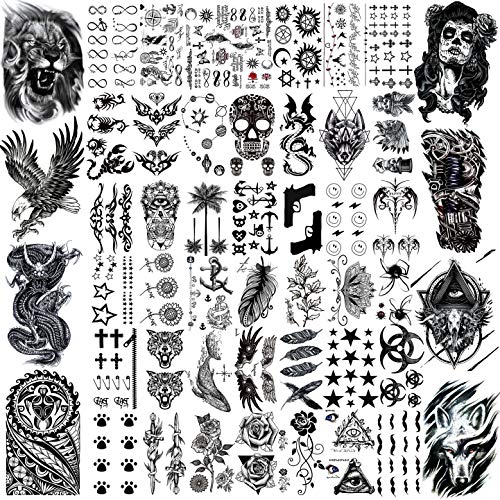 1665429906 VANTATY 50 Sheets Black Temporary Tattoos For Men Adults Ealge