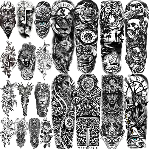 COKTAK 21 Sheets Extra Large Black Temporary Tattoos For Women