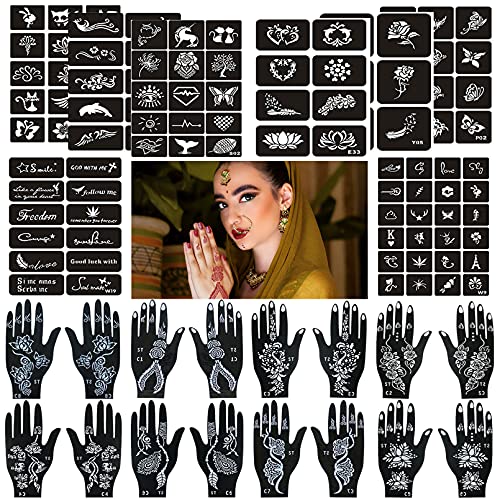 CUTELIILI 24 Sheets Henna Temp Tattoo Stencil for Women and