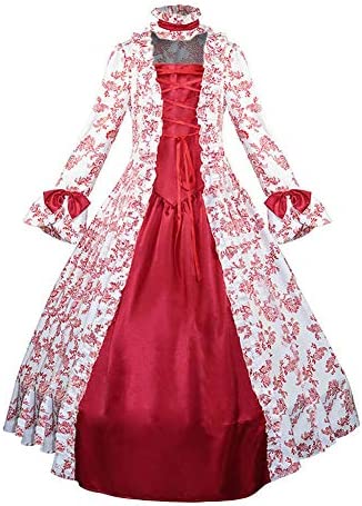 Medieval Queen Vitorian Dress Gothic Lace Bell Sleeve Ball Gown