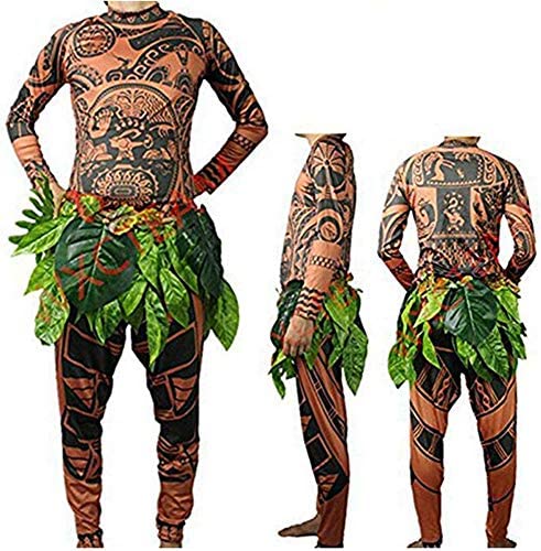 RUEWEY Halloween Baby Adult Men Cosplay Costume Moana Maui Tattoo