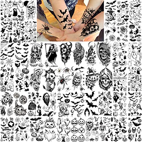 Shegazzi 52 Sheets Halloween Temporary Tattoos For Kids Boys Girls