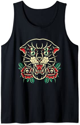 Traditional Tattoo Old School Tattoo Flash Panther Inked Tank Top