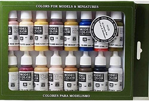Vallejo FaceSkin Colors Paint Set 16 Colors 17ml