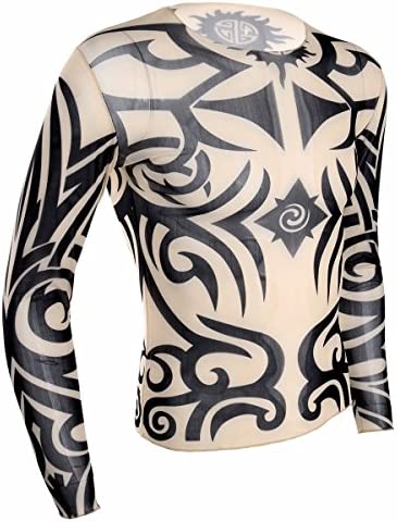 iiniim Mens Fake Tattoo Tribal Inspired Print Elastic Long Sleeve