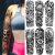 Kotbs 6 Sheets Large Flower Temporary Tattoo Sleeves for Women, Waterproof Black Rose Skull Realistic Full Temporary Tattoos for Men Adults