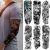 Military Temporary Tattoo Sleeves, Full Arm Large War Soldier Fake Tattoos Sleeve For Men Women Adult, Black Long Lasting Patriotic Warrior Temp Tatoo Sticker Leg Body Art Makeup, 6-Sheet
